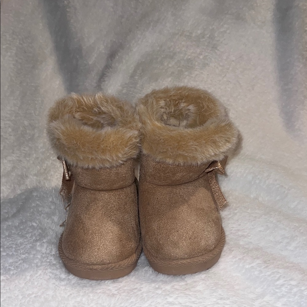 Toddler Cozy Faux Fur Booties - Tan